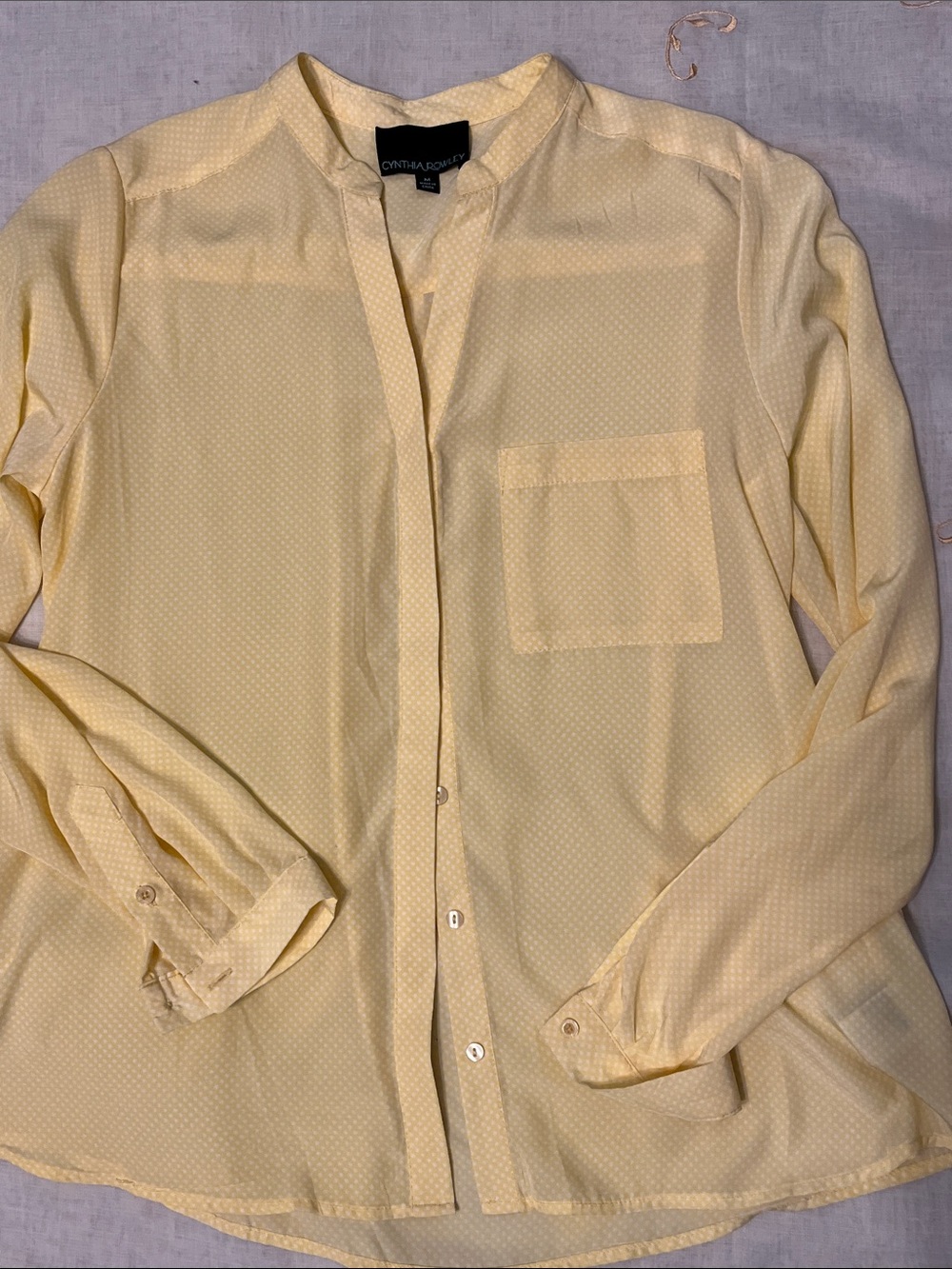 Cynthia Rowley Pale Yellow Lightweight Button-Front Shirt Jacket